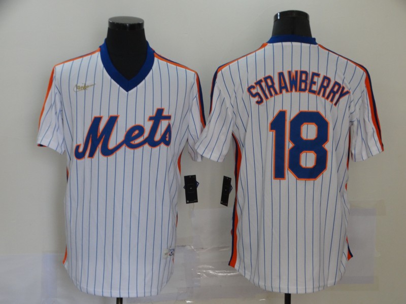 MLB New York Mets #18 Darryl Strawberry White Game Nike Jersey