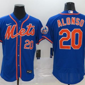 MLB New York Mets #20 Alonso Blue Flex Base Elite Jersey