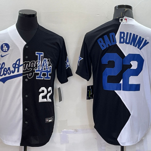 MLB Los Angeles Dodgers #22 Bad Bunny 2022 All-Star White/Black Split Jersey
