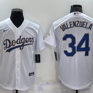 MLB Los Angeles Dodgers #34 Toro Valenzuela White Gold Championship Game Jersey