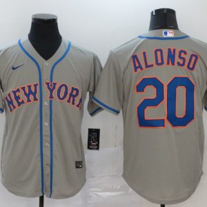 MLB New York Mets #20 Alonso Grey Game Nike Jersey