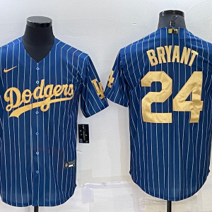 MLB Los Angeles Dodgers #24 Kobe Bryant Navy Gold Jersey