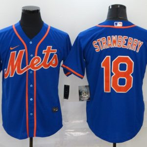 MLB New York Mets #18 Darryl Strawberry Blue Game Nike Jersey