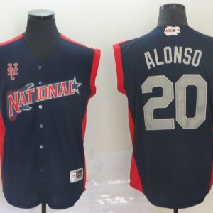 2019 MLB New York Mets #20 Alonso Ceamy Navy Blue All-Star Game Workout Jersey