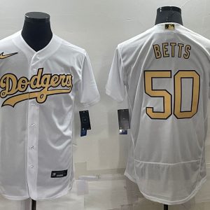 MLB Los Angeles Dodgers #50 Mookie Betts 2022 All-Star White Flex Base Elite Jersey