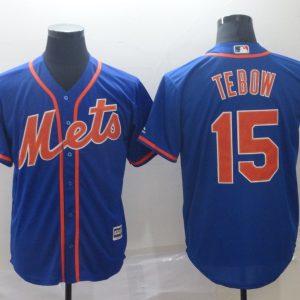 MLB New York Mets #15 Tebow Blue Game Jersey