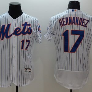 Majestic MLB New York Mets #17 Hernandez White Elite Jersey