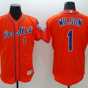 MLB New York Mets #1 Wilson Orange Throwback Jersey