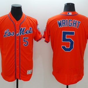 MLB New York Mets #5 Wright Orange Throwback Jersey