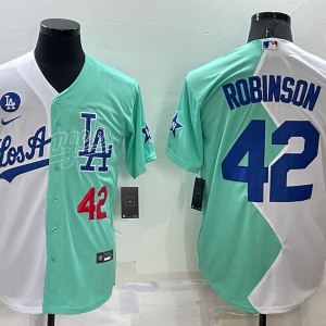 MLB Los Angeles Dodgers #42 Jackie Robinson White/Green 2022 All-Star Jersey
