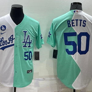 MLB Los Angeles Dodgers #50 Mookie Betts White/Green 2022 All-Star Jersey