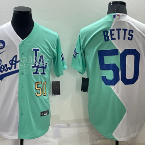 MLB Los Angeles Dodgers #50 Mookie Betts White/Green 2022 All-Star Jersey