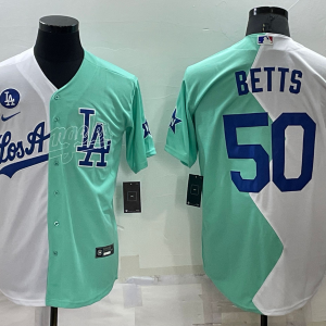 MLB Los Angeles Dodgers #50 Mookie Betts White/Green 2022 All-Star Jersey