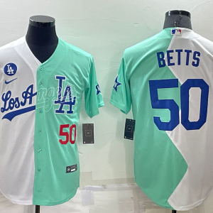 MLB Los Angeles Dodgers #50 Mookie Betts White/Green 2022 All-Star Jersey