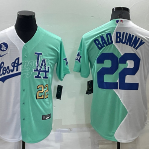 MLB Los Angeles Dodgers #22 Bad Bunny White/Green 2022 All-Star Jersey
