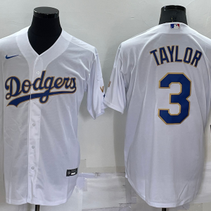 MLB Los Angeles Dodgers #3 Taylor White Gold Championship Game Jersey