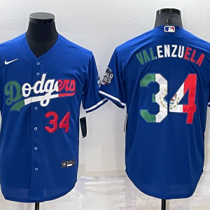 MLB Los Angeles Dodgers #34 Toro Valenzuela Royal Mexico Jersey