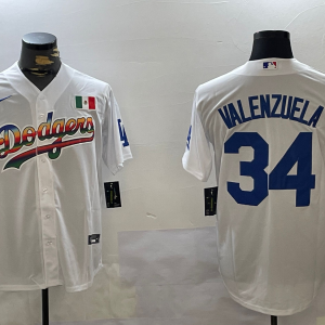 MLB Los Angeles Dodgers #34 Toro Valenzuela White Jersey