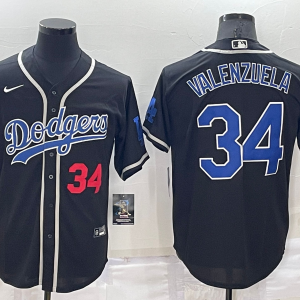 MLB Los Angeles Dodgers #34 Toro Valenzuela Navy Blue Throwback Jersey