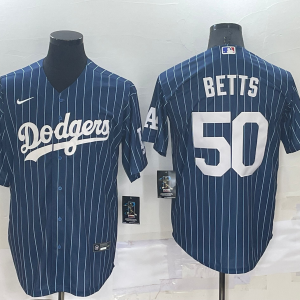 MLB Los Angeles Dodgers #50 Mookie Betts Navy Blue Throwback Jersey