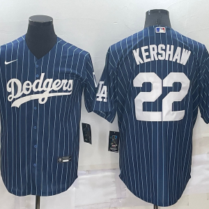 MLB Los Angeles Dodgers #22 Kershaw Navy Blue Throwback Jersey