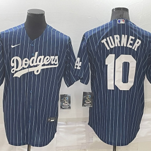 Men's Los Angeles Dodgers #10 Justin Turner Navy Blue Throwback Jersey