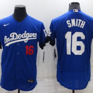 MLB Los Angeles Dodgers #16 Smith Royal Blue City Connect Flex Base Elite Jersey