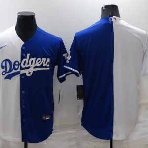 MLB Los Angeles Dodgers Blank White/Blue Split Game Jersey