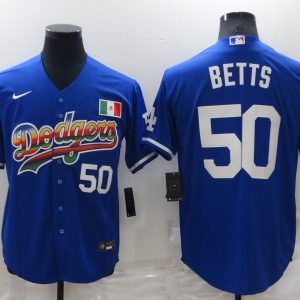 MLB Los Angeles Dodgers #50 Mookie Betts Blue Game Jersey