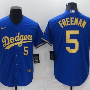 MLB Los Angeles Dodgers #5 Freddie Freeman Blue/Gold Game Jersey