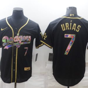Men's Los Angeles Dodgers #7 Julio Urias Black Golden Flex Elite Jersey