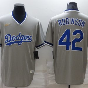 MLB Los Angeles Dodgers#42 Robinson Gray Throwback Game Jersey