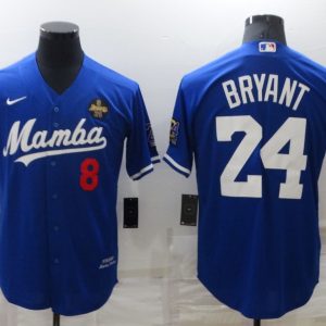 MLB Los Angeles Dodgers Front #8 Back #24 Kobe Bryant Royal 'Mamba' Throwback Jersey