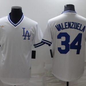 MLB Los Angeles Dodgers #34 Toro Valenzuela White Throwback Game Jersey