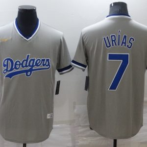 MLB Los Angeles Dodgers #7 Julio Urias Gray Throwback Game Jersey