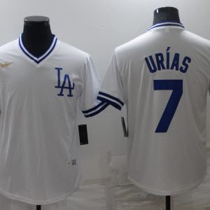 MLB Los Angeles Dodgers #7 Julio Urias White Throwback Game Jersey