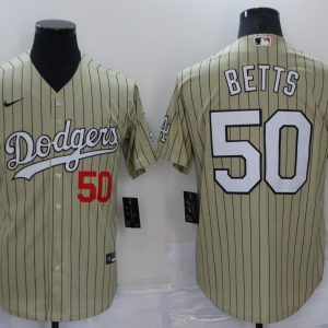 MLB Los Angeles Dodgers #50 Mookie Betts Cream Jersey