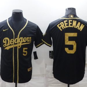 MLB Los Angeles Dodgers #5 Freddie Freeman Black/Gold Game Jersey