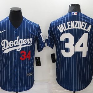 MLB Los Angeles Dodgers #34 Valenzuela Blue Game Nike Jersey
