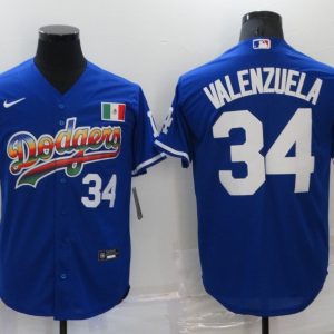 MLB Los Angeles Dodgers #34 Valenzuela Blue Game Jersey