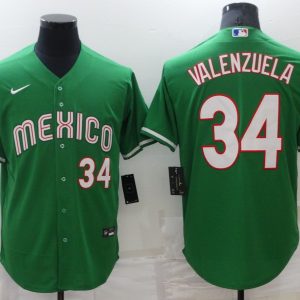 MLB Los Angeles Dodgers #34 Valenzuela Green Game Jersey