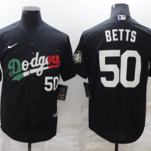 MLB Los Angeles Dodgers #50 Mookie Betts Black Game Jersey