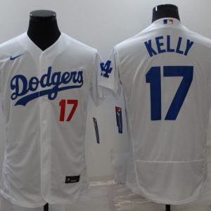 MLB Los Angeles Dodgers #17 Kelly White Flex Base Elite Jersey