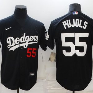 MLB Los Angeles Dodgers #55 Pujols Black Game Nike Jersey
