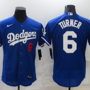 MLB Los Angeles Dodgers #6 Trea Turner Blue Flex Base Elite Jersey