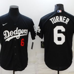 MLB Los Angeles Dodgers #6 Trea Turner Black Game Nike Jersey
