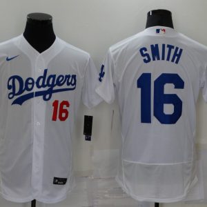 MLB Los Angeles Dodgers #16 Smith White Flex Base Elite Jersey