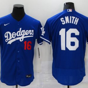 MLB Los Angeles Dodgers #16 Smith Blue Flex Base Elite Jersey