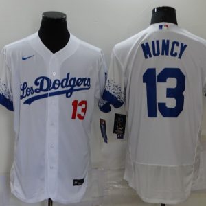 MLB Los Angeles Dodgers #13 Max Muncy 2021 White City Connect Flex Base Elite Jersey
