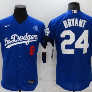 MLB Los Angeles Dodgers Front #8 Back #24 Kobe Bryant 2021 Royal City Connect Flex Base Elite Jersey